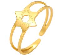 unift Étoile de David Bague juive pour femmes hommes en acier inoxydable hexagramme simple avec bénédiction juive Chai anneaux ouverts bijoux cadeaux Hanoukka