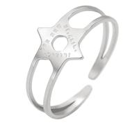 unift Étoile de David Bague juive pour femmes hommes en acier inoxydable hexagramme simple avec bénédiction juive Chai anneaux ouverts bijoux cadeaux Hanoukka