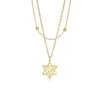 unift Etoile de David Celtique Triple Spirale Collier à Couches pour Femmes Hommes Collier à Pendentifs en Acier Inoxydable avec étoile de David en Triple Spirale pour Fille (or)