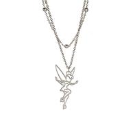 UNIFT Fairy Pixie Collier avec pendentif en forme de Fée Clochette en acier inoxydable pour femmes et filles, Acier inoxydable, Pas de gemme