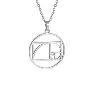 UNIFT Golden Ratio Colliers pour femmes et hommes en acier inoxydable Géométrie sacrée Fibonacci Spirale Chiffres Ratio Or Pendentif Collier Science Bijoux Math Amoureux Architectes Cadeaux, taille