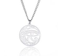 unift Oeil d'Horus Collier pour Femmes Hommes Acier Inoxydable Antique Déesse égyptienne Isis Croissant Ankh Croix avec Noeud Celtique Colliers Amulette Bijoux, Taglia unica, Acier inoxydable, Pas de