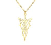 unift Princesse Elfe Collier étoile du Crépuscule pour Femmes Hommes Acier Inoxydable Feuille Elfique Aragorn Arwen Evenstar Collier Pendentif Bijoux Cadeaux de Saint-Valentin (Or)
