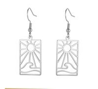 UNIFT Sunrise Sunset Wave Boucles d'oreilles en acier inoxydable pour homme et femme Bijoux bohèmes pour surfeurs amoureux de la mer et du soleil, Una talla, Acier inoxydable, Pas de pierre précieuse