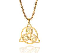 UNIFT Trinity Collier avec pendentif nœud celtique triple spirale en acier inoxydable pour femme, Acier inoxydable