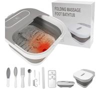 UNIFULL Baignoire spa pliable pour les pieds avec rouleaux chauffants et massants, bulles, kit de pédicure pour les pieds, contrôle de la température, lumière rouge, spa pédicure pieds, bain de pieds