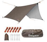 Unigear Bâche Anti-Pluie, Bâche Camping avec Oeillets + 6 Piquets en alu + 6 Cordes, Bâche de Tente Imperméable et Léger pour Le Voyage, Trek et Randonnée, Tarp Hexagone Anti Soleil et Anti UV