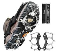 Unigear Crampons de glace de neige légère pour chaussures avec 18 clous pour la marche, le jogging, l'escalade et la marche Grand Noir