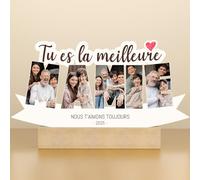 UNIGIFT Cadeau Personnalisé Mamie Noel de la Part des Petits-Enfants, Idée Cadeau Original Grand Mere, Cadre Photo Personnalisé Lumineux pour Noël Anniversaire Journée des Mamie, pour le Meilleur Mamy