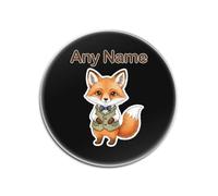 UNIGIFT Dessous-de-verre rond noir avec renard dans un nœud papillon (motif animal) avec un nom unique - Joli kit d'illustration petit Tod Reynard