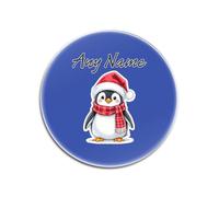 UNIGIFT Lot de 4 dessous-de-verre ronds en verre avec motif animal - Motif pingouin - Personnalisable - Illustration mignonne - Illustration de Noël