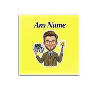 UNIGIFT Lot de 4 sous-verres carrés jaunes en verre (design professionnel pour les yeux) - Cadeau personnalisé - Opticien - Cadeau d'anniversaire ou de remise de diplôme