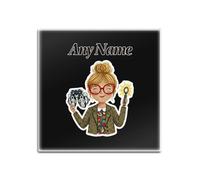 UNIGIFT Lot de 4 sous-verres carrés noirs en verre (design professionnel pour les yeux) - Cadeau personnalisé - Optométriste blond - Cadeau d'anniversaire ou de remise de diplôme