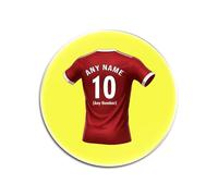 UNIGIFT Lot de 4 sous-verres ronds en verre jaune avec inscription « Merseyside Football Supporters » - Bleu marine et blanc