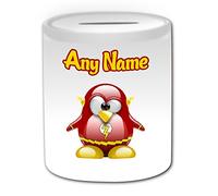 UNIGIFT Tirelire Barry Allen - Motif personnage du film pingouin - Blanc - n'importe quel nom/message sur votre tirelire - Flash de super-héros du film
