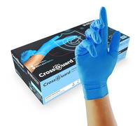 UNIGLOVES CrossGuard Gants jetables en nitrile antimicrobien bleu, 99.99% de défense contre les bactéries dans les 60 secondes suivant le contact, Taille S, boîte de 100 gants