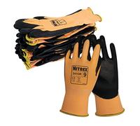 Unigloves Nitrex 241OR Lot de 10 paires de gants réutilisables résistants aux coupures basses, hygiène désinfectée, fonction de contrôle des odeurs, revêtement paume en polyuréthane, doublure en nylon