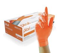 Unigloves Orange Pearl gants d'examen en nitrile - gants jetables polyvalents, sans poudre et sans latex - boîte de 100 gants, orange, taille L (GP0134)