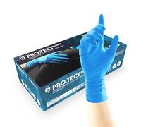 UNIGLOVES PRO.TECT Gants jetables en nitrile bleu, manchette étendue, gants en nitrile, taille L