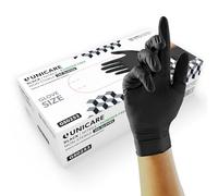Unigloves Unicare Gants d'examen en nitrile - Polyvalents, sans poudre, gants jetables de qualité médicale - Boîte de 100 gants, Noir, taille L (GS0254)
