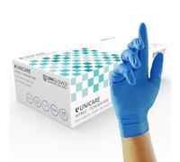 Unigloves Unicare Gants d'examen en nitrile - Polyvalents, sans poudre, gants jetables de qualité médicale - Boîte de 100 gants, bleu, taille S (GS0032)