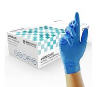 Unigloves Unicare Gants d'examen en nitrile - Polyvalents, sans poudre, gants jetables de qualité médicale - Boîte de 100 gants, bleu, taille M (GS0033)