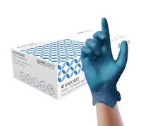 Unigloves Unicare Gants d'examen en vinyle bleu - Gants à usage multiple, sans poudre et sans latex - Boîte de 100 gants, bleu, taille L (GS0084)