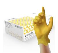 UNIGLOVES Unicare Vinyl Disposable Gloves - Gants d'examen polyvalents, sans poudre ni latex - Boîte de 100 gants, jaunes, taille M (GS0103)