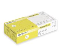 UNIGLOVES Yellow Pearl® Lot de 100 gants jetables, jaunes, ajustés, en nitrile, adaptés à un usage alimentaire, sans poudre et sans latex, haute résistance et durabilité, taille L