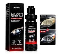 UNIHOC Cire de Rénovation pour Phares de Voiture, Kit de Restauration de Phares avec Polissage, Élimine l'Oxydation et Les Rayures, Restaure la Clarté des Optiques, 100g