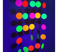 UNIIDECO Guirlande de Cercles en Papier néon - Décoration d'anniversaire - Lumière Noire - Fournitures de fête phosphorescentes - Réactive à la lumière Noire - Décoration de Chambre - Décoration de