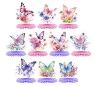 UNIIDECO Lot de 10 centres de table papillon en nid d'abeille pour anniversaire, fête prénatale, révélation du sexe du sexe, thé printanier vintage