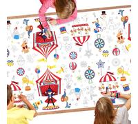 UNIIDECO Lot de 2 nappes géantes de cirque à colorier, affiche, carnaval, fête de cirque, activités de coloriage, nappes jetables en papier pour décoration de salle de classe, anniversaire, 137,2 x