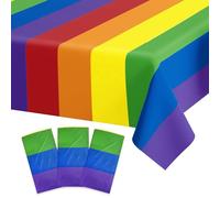 UNIIDECO Lot de 3 nappes arc-en-ciel Pride en plastique jetables pour décorations d'anniversaire arc-en-ciel, fête prénatale, fête du mois de la fierté, 137 x 274 cm