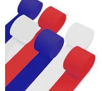 UNIIDECO Lot de 6 rouleaux de papier crépon rouge, bleu et blanc pour drapeau du 4 juillet, fête de l'indépendance, fête du travail, fête des présidents, fête des anciens combattants