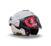Unik Casque modulaire rabattable 180 Spectrum Moto Adulte Visière solaire Double polycarbonate 2 calottes Ventilation avant arrière Fermeture micrométrique Blanc Noir Déco Taille XXL