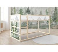 Unik Nordic Stickers pour Lit Surélevé IKEA KURA, Forêt de Sapins Aquarelle, Lot de 5 Autocollants Partie Supérieure, Décoration Chambre Enfant, Film Meuble, Stickers Lit Enfant