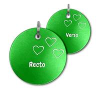Unikat Branding Médaille d'identification personnalisable pour chiens et chats, personnalisable des deux côtés avec nom, numéro de téléphone et adresse, étiquette d'adresse ronde - 35 mm