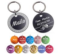 Unikat Branding Plaques d'identification en pack unique | Chien, chat et maître | Plaque pour chien personnalisée | Avec gravure des deux côtés | Ronde | 30 et 35 mm (vert, 35 mm)