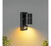 Unikcst Applique murale LED avec interrupteur crépusculaire extérieur, IP44, applique murale noire avec capteur de lumière, lampe extérieure 230V incluant 1 ampoule GU10 de 5W blanc chaud