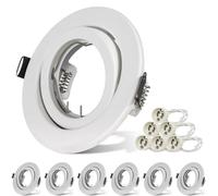 Unikcst Lot de 6 Spots Encastrables GU10 Orientables, Cadres Blanc Mat en Métal avec Douilles GU10, Supports Spot LED Rond pour Plafond, Diamètre de Perçage 98 mm, Cuisine Salon Bureau
