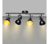 Unikcst Plafonnier LED 4 Spots Orientables, 230V Spots de Plafond en Noir Mat pour salon chamre cuisine salle à manger, luminaire plafonnier Douilles E14, sans ampoule