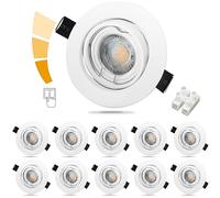 Unikcst Spot LED Encastrable Dimmable & Orientable, 10x 6W 500LM Spots Encastrables Blanc Extra Plat Plafonnier 230V, Spot Plafond Spots éclairage Encastrés Blanc Chaud 3000K 500LM, Trou 68-80mm