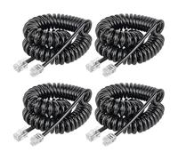 Unikeen 4 Pièces RJ9 Cable Telephon, Spiralé Cordon Telephone Fixe 2.5M | 4P4C PVC Combiné Telephon Câble RJ11 RJ20 Fil Téléphonique pour Telephone Fixe Bureau à Domicile, Noir