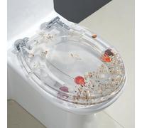 Unikicool Abattant WC,Siège De Toilette en Résine,Siège De Toilette Transparent,Abattant WC avec Frein De Chute,Abattant WC Standard,Siège De Toilette épaissi en Résine,Effets 3D,Muet