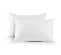 UNIKOME Oreiller en Plumes et Duvet d'oie, Set de 2 oreillers 40x60cm, taie d'oreiller de Luxe Premium 100% Coton, Lavable, Oeko-TEX, Blanc (40×60cm)