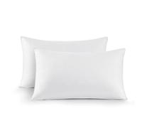 UNIKOME Oreiller en Plumes et Duvet d'oie, Set de 2 oreillers 50x75cm, taie d'oreiller de Luxe Premium 100% Coton, Lavable, Oeko-TEX, Blanc (50×75cm)
