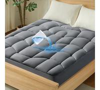 UNIKOME Surmatelas Complet imperméable - Surmatelas Complet matelassé Ergonomique, protège-Matelas 5 Couches Silencieux et Lavable, Poche Profonde de 30 cm (Gris, 180x200cm)