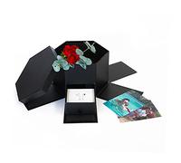 Unikpackaging Boîte cadeau de qualité supérieure en forme de fleur hexagonale avec tiroir, taille 24 x 21 x 15 cm, pour arrangements floraux de luxe (Noir)