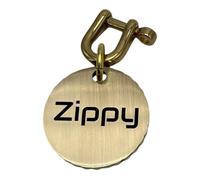 UNIKTAG Masterpiece grand chien en laiton massif, médaille gravée, Etiquette d'identification personnalisable, épais médaillon gravé, médaille grande taille (32mm percée tranche cannelée)